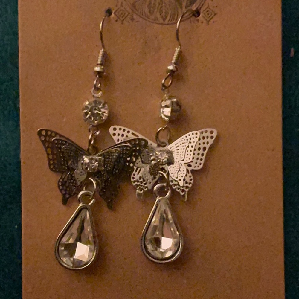 Elegant Silver Butterfly Earrings